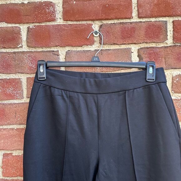 Eileen Fisher $198 Washable Flex Ponte Pintuck Pants black PET large NEW - Picture 2 of 8